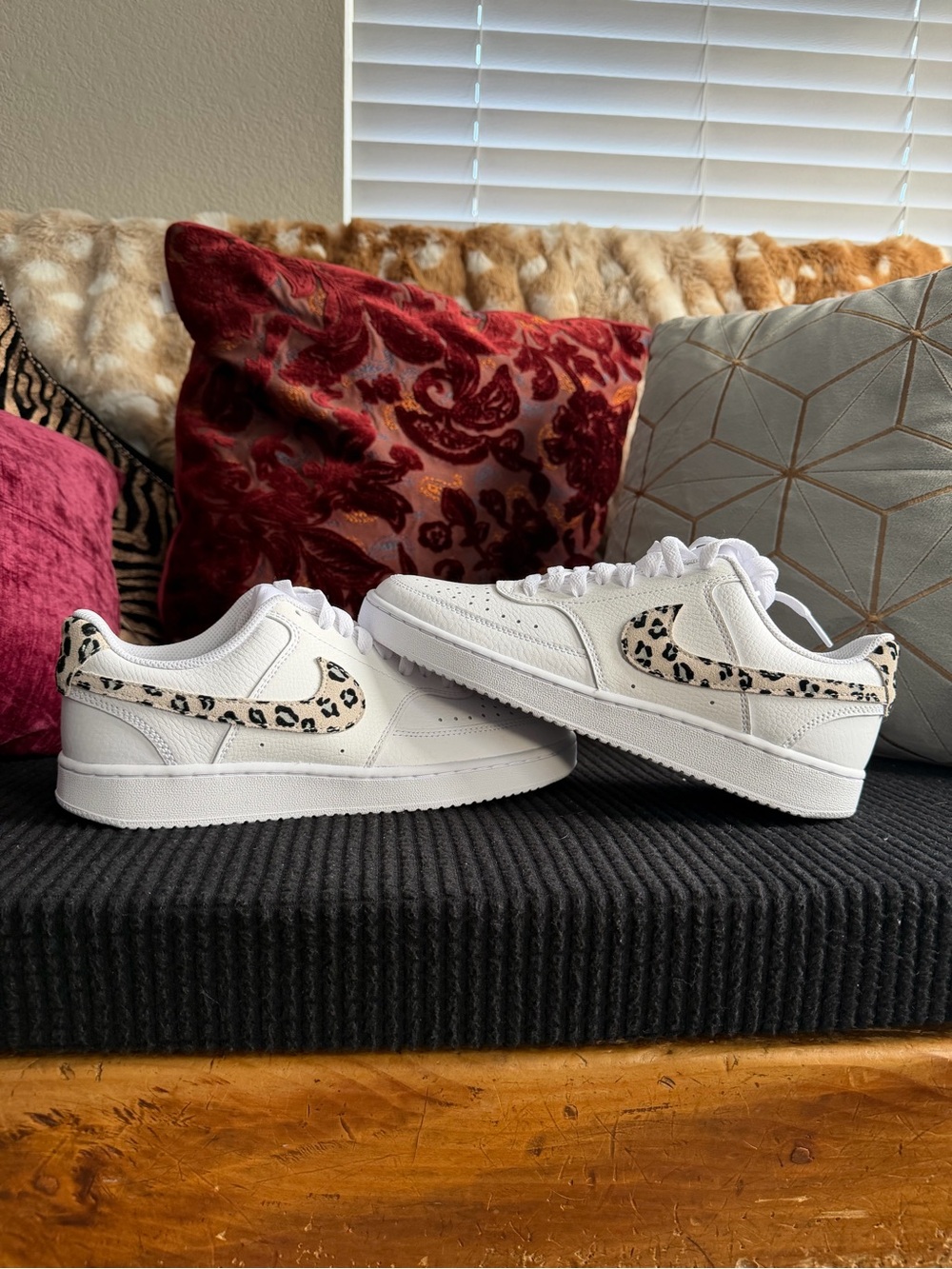 Brand New Nike Women’s Court Vision Low SE Leopard Sneakers Size 8